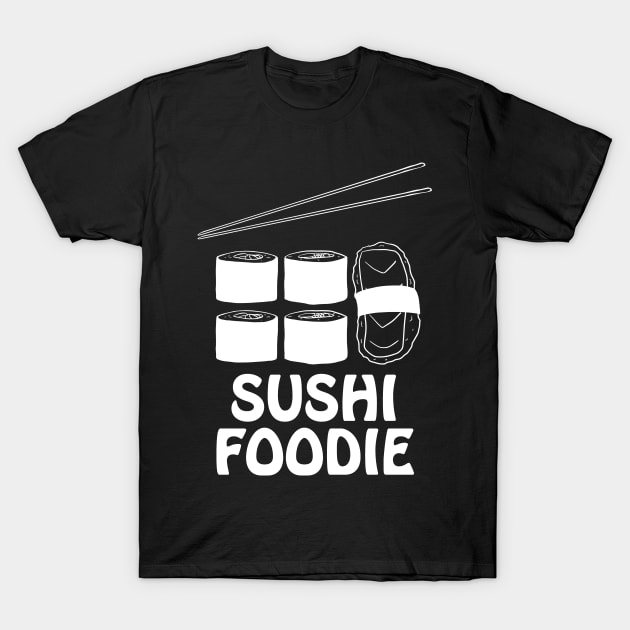 Sushi Foodie in White Text T-Shirt by WordWind